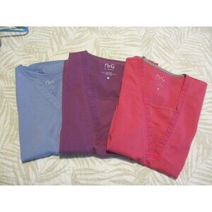 Lot of 3 NRG By Barco Womens Scrub Tops Assorted Colors V-Neck Medium